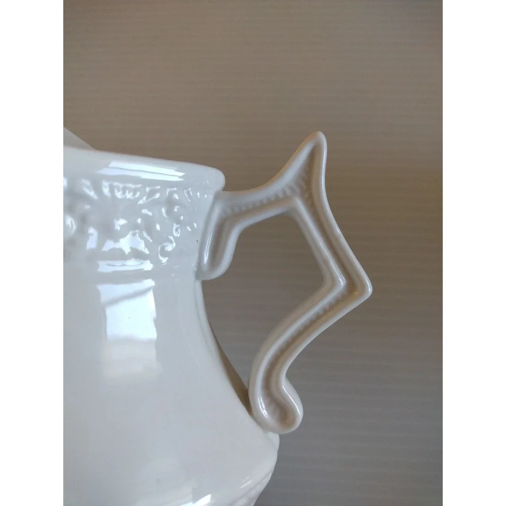 Creamer White Pitcher Vase With Handle 5